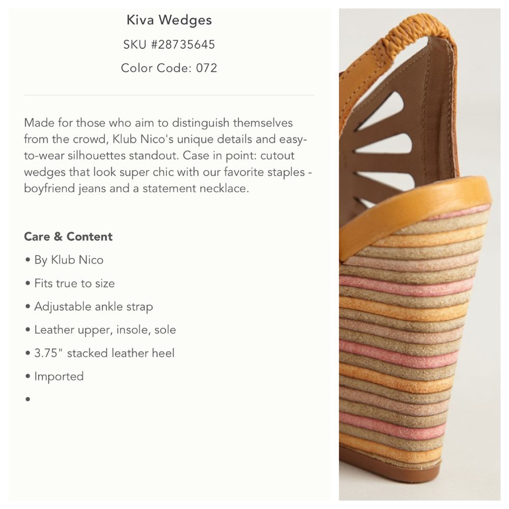 ❌Sold❌ Anthropologie Kiva Leather Cutout Wedges - Picture 3 of 13